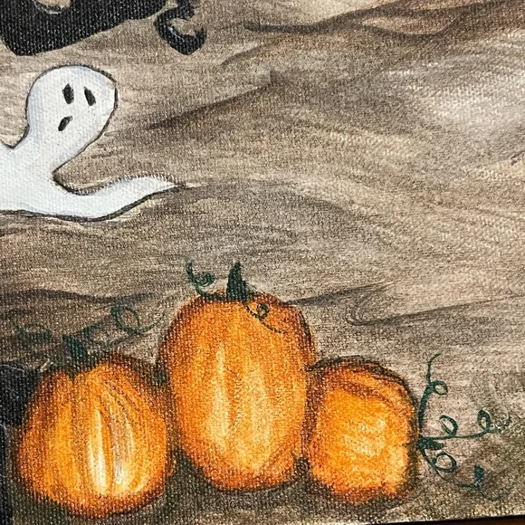 Original Art Painting 2009 Halloween Folk Art Hand Painted 16x20” Display Mural - Picture 14 of 16